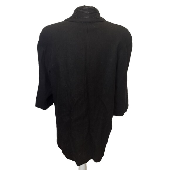 Alorna Petite Medium Shawl Collar Wool Coat Ribbon Trim Made in USA Crop Sleeve - Picture 8 of 11